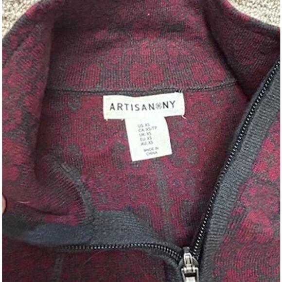 Artisan NY Womens Long Full Double Zipper Long Purple Gray Cardigan Size XS - Picture 6 of 9